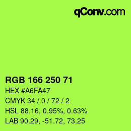 カラーコード: RGB 166 250 71 | qconv.com