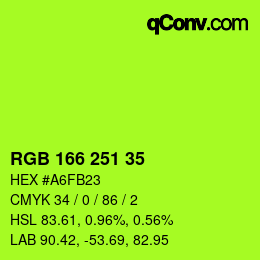 颜色代码: RGB 166 251 35 | qconv.com