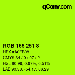 Color code: RGB 166 251 8 | qconv.com