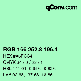 カラーコード: RGB 166 252.8 196.4 | qconv.com
