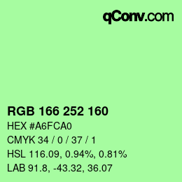 カラーコード: RGB 166 252 160 | qconv.com