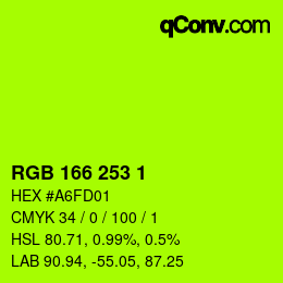 Color code: RGB 166 253 1 | qconv.com