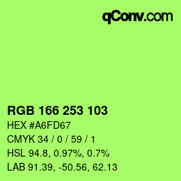 カラーコード: RGB 166 253 103 | qconv.com