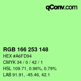 カラーコード: RGB 166 253 148 | qconv.com