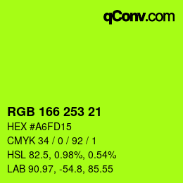 カラーコード: RGB 166 253 21 | qconv.com