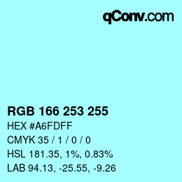 Color code: RGB 166 253 255 | qconv.com