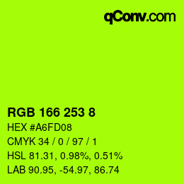 Color code: RGB 166 253 8 | qconv.com
