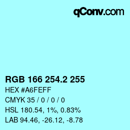 Color code: RGB 166 254.2 255 | qconv.com