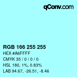 Color code: RGB 166 255 255 | qconv.com