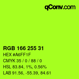颜色代码: RGB 166 255 31 | qconv.com