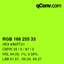 颜色代码: RGB 166 255 33 | qconv.com