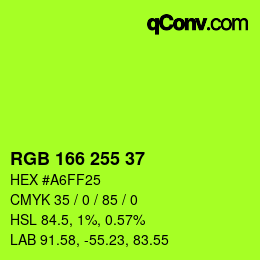 Color code: RGB 166 255 37 | qconv.com