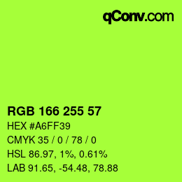Color code: RGB 166 255 57 | qconv.com