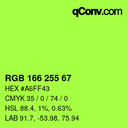 Color code: RGB 166 255 67 | qconv.com