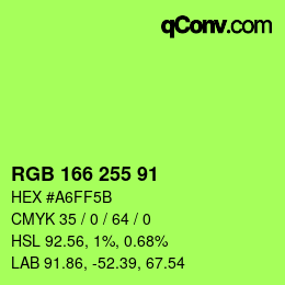 Color code: RGB 166 255 91 | qconv.com