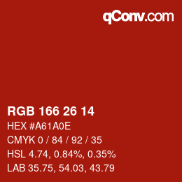 カラーコード: RGB 166 26 14 | qconv.com