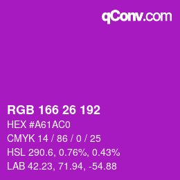 Color code: RGB 166 26 192 | qconv.com
