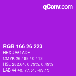 Color code: RGB 166 26 223 | qconv.com