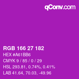 颜色代码: RGB 166 27 182 | qconv.com