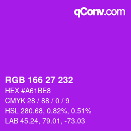 Color code: RGB 166 27 232 | qconv.com