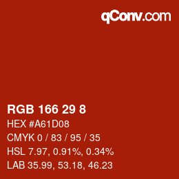 Color code: RGB 166 29 8 | qconv.com