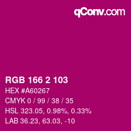 カラーコード: RGB 166 2 103 | qconv.com
