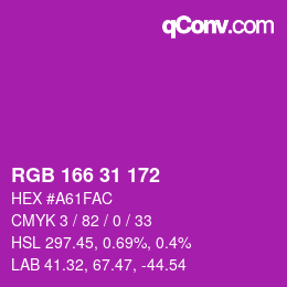 Color code: RGB 166 31 172 | qconv.com