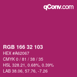 Color code: RGB 166 32 103 | qconv.com