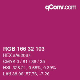 カラーコード: RGB 166 32 103 | qconv.com