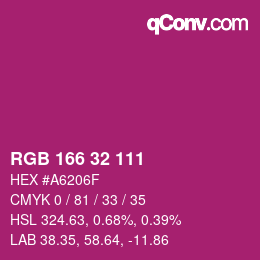 Color code: RGB 166 32 111 | qconv.com