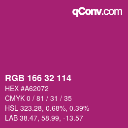 Color code: RGB 166 32 114 | qconv.com