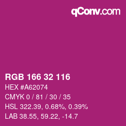 Color code: RGB 166 32 116 | qconv.com