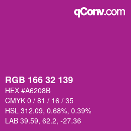 カラーコード: RGB 166 32 139 | qconv.com