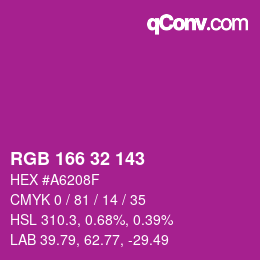 Color code: RGB 166 32 143 | qconv.com