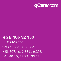 Color code: RGB 166 32 150 | qconv.com