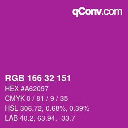 Color code: RGB 166 32 151 | qconv.com