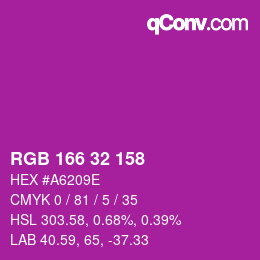 颜色代码: RGB 166 32 158 | qconv.com