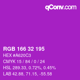 Color code: RGB 166 32 195 | qconv.com