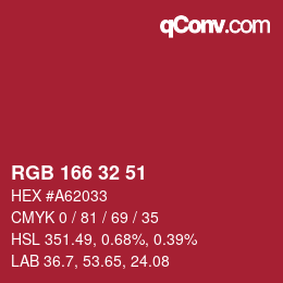 Color code: RGB 166 32 51 | qconv.com