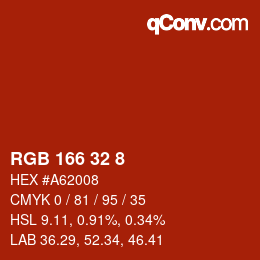 Color code: RGB 166 32 8 | qconv.com