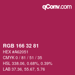 Color code: RGB 166 32 81 | qconv.com