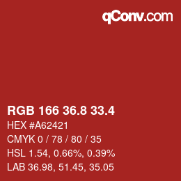 カラーコード: RGB 166 36.8 33.4 | qconv.com