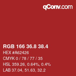 カラーコード: RGB 166 36.8 38.4 | qconv.com