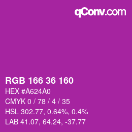 Color code: RGB 166 36 160 | qconv.com