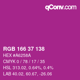 Color code: RGB 166 37 138 | qconv.com