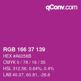 カラーコード: RGB 166 37 139 | qconv.com