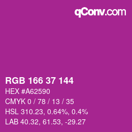 カラーコード: RGB 166 37 144 | qconv.com