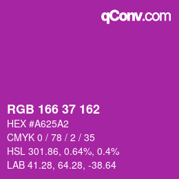 カラーコード: RGB 166 37 162 | qconv.com