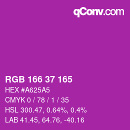 カラーコード: RGB 166 37 165 | qconv.com