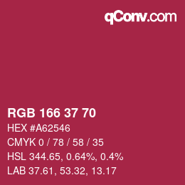 カラーコード: RGB 166 37 70 | qconv.com